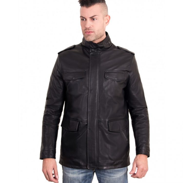BLACK COLOR NAPPA LAMB LEATHER JACKET 4 POCKETS