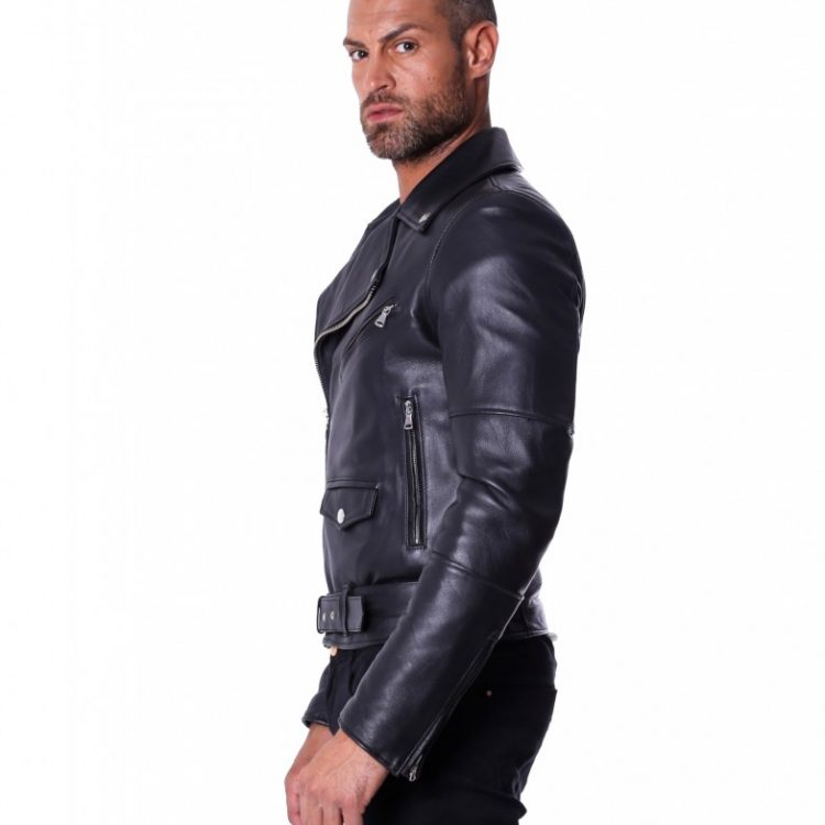 Black Perfecto Lamb Belted Leather Biker Jacket