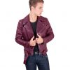 Maroon Perfecto Lamb Belted Leather Biker Jacket