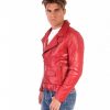 Red Perfecto Lamb Belted Leather Biker Jacket