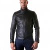 Black Quilted Lamb Leather Biker Jacket
