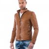 Tan Vintage Effect Lamb Leather Jacket