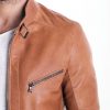 Tan Nappa Lamb Quilted Leather Biker Jacket