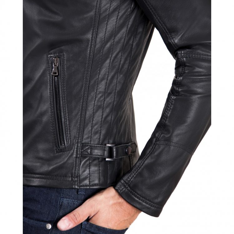 Black Nappa Lamb Quilted Leather Biker Jacket