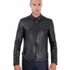 Black Nappa Lamb Quilted Leather Biker Jacket