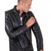 Black Nappa Lamb Leather Biker Quilted Jacket