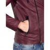 Maroon color Nappa Lamb Leather Biker Perfecto Jacket