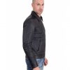 Black Color  Nappa Lamb Leather Jacket Shirt Collar