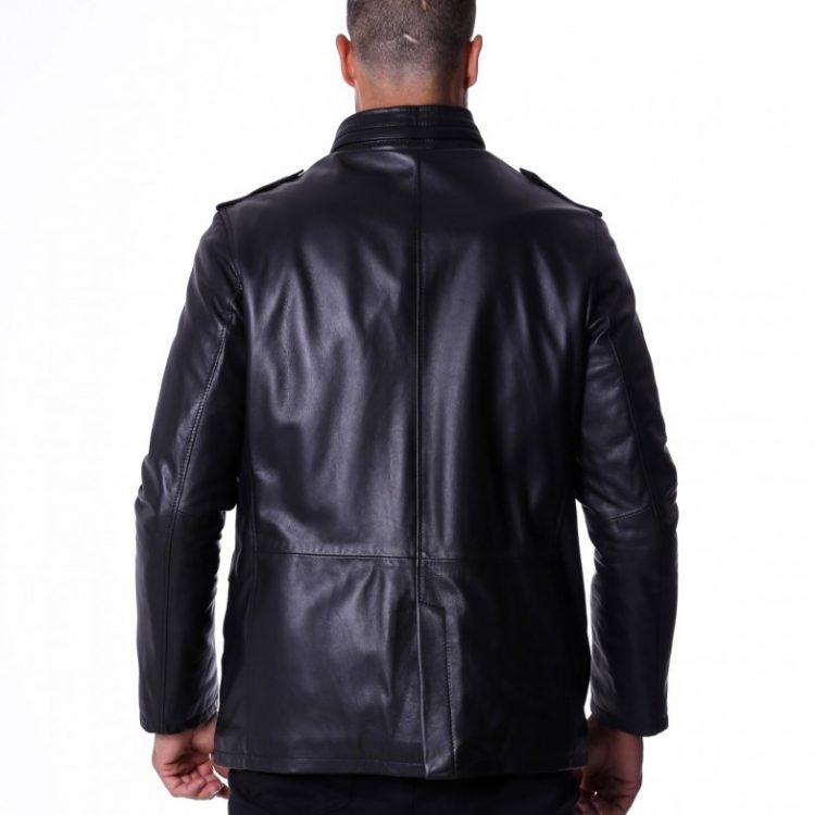 BLACK LAMB LEATHER JACKET FOUR POCKETS