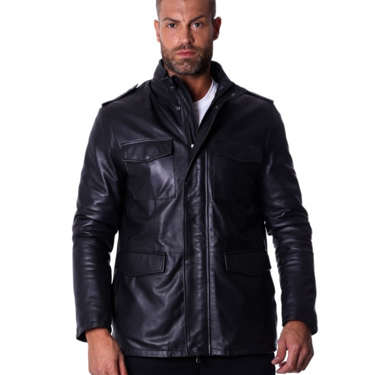 BLACK LAMB LEATHER JACKET FOUR POCKETS