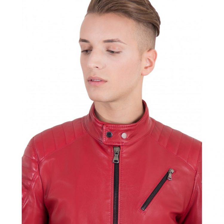 Nappa Lamb Smooth Effect Leather Biker Quilted Jacket