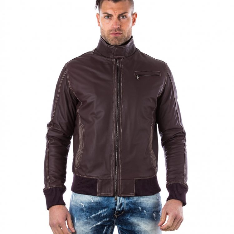 Brown Vintage Effect Lamb Leather Jacket