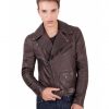 Brown Perfecto Lamb Belted Leather Biker Jacket