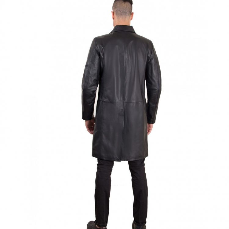 Black Lamb Leather Long Jacket