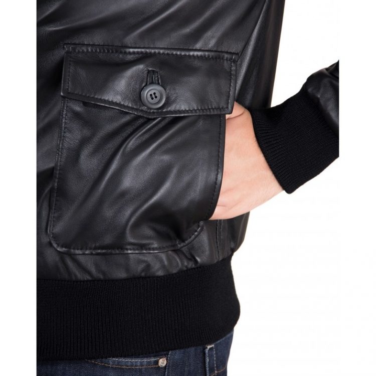 Black Nappa Lamb bomber Leather Jacket