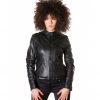 Black Color Nappa Lamb Biker Leather Jacket Smooth Effect