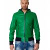 Green/Blue Colour – Lamb Leather Hooded Jacket Smooth Aspect