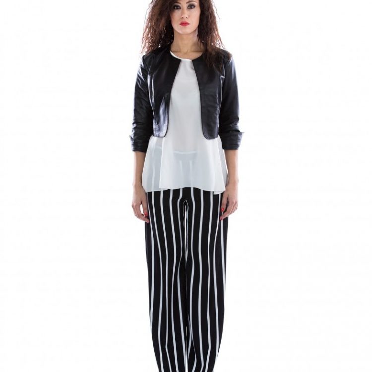 Black Color Nappa lamb Leather Short Jacket Smooth Effect