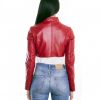 Red Color Nappa Lamb Short Leather Jacket Smooth Effect