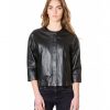 Black Colour Woman Lamb Leather Jacket Smooth Effect