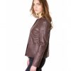 Brown Colour Woman Lamb Leather Jacket Smooth Aspect
