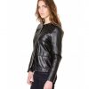 Black Colour Woman Lamb Leather Jacket Smooth Effect