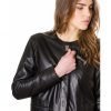 Black Colour Woman Lamb Leather Jacket Smooth Effect