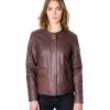 Brown Colour Woman Lamb Leather Jacket Smooth Aspect