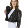 Black Color Nappa Lamb Short Leather Jacket Smooth Effect