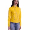 Yellow Color Lamb Leather Jacket Smooth Effect