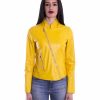 Yellow Color Lamb Leather Jacket Smooth Effect