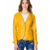 Yellow Color Lamb Leather Two Buttons Jacket Smooth Effect