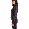Black Color Lamb Leather Biker Jacket Smooth Effect