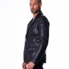 Black Lamb Leather Blazer Jacket Two Buttons