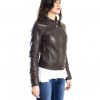 Dark Brown Color Nappa Lamb Leather Jacket Smooth Effect