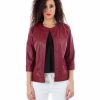 Red Color Nappa Lamb Leather Jacket Smooth Effect