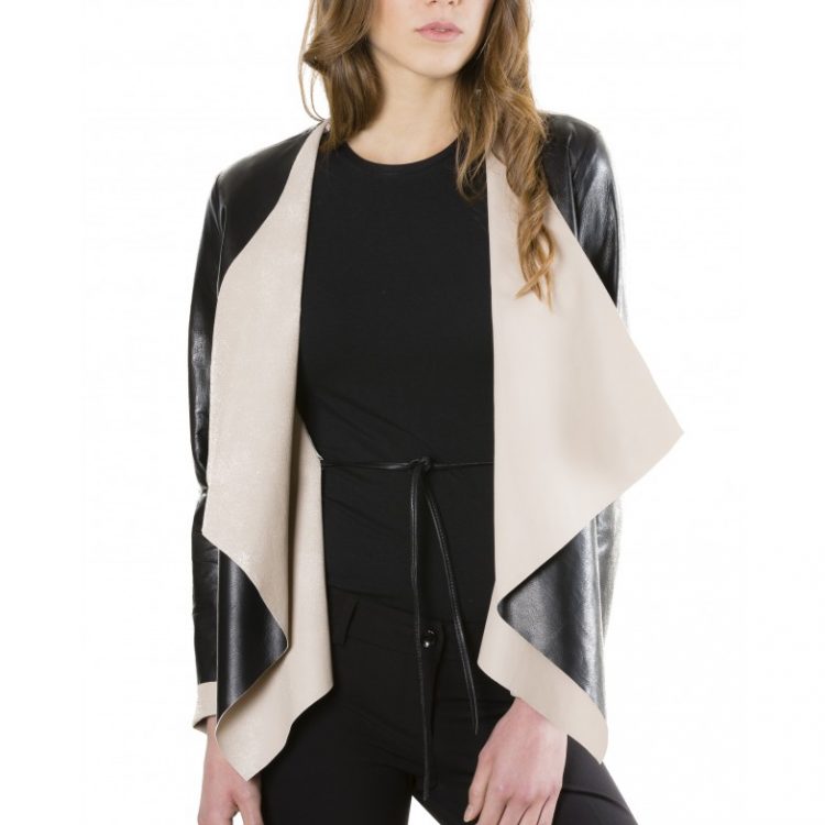 Black Colour Nappa Lamb Leather Jacket Smooth Effect